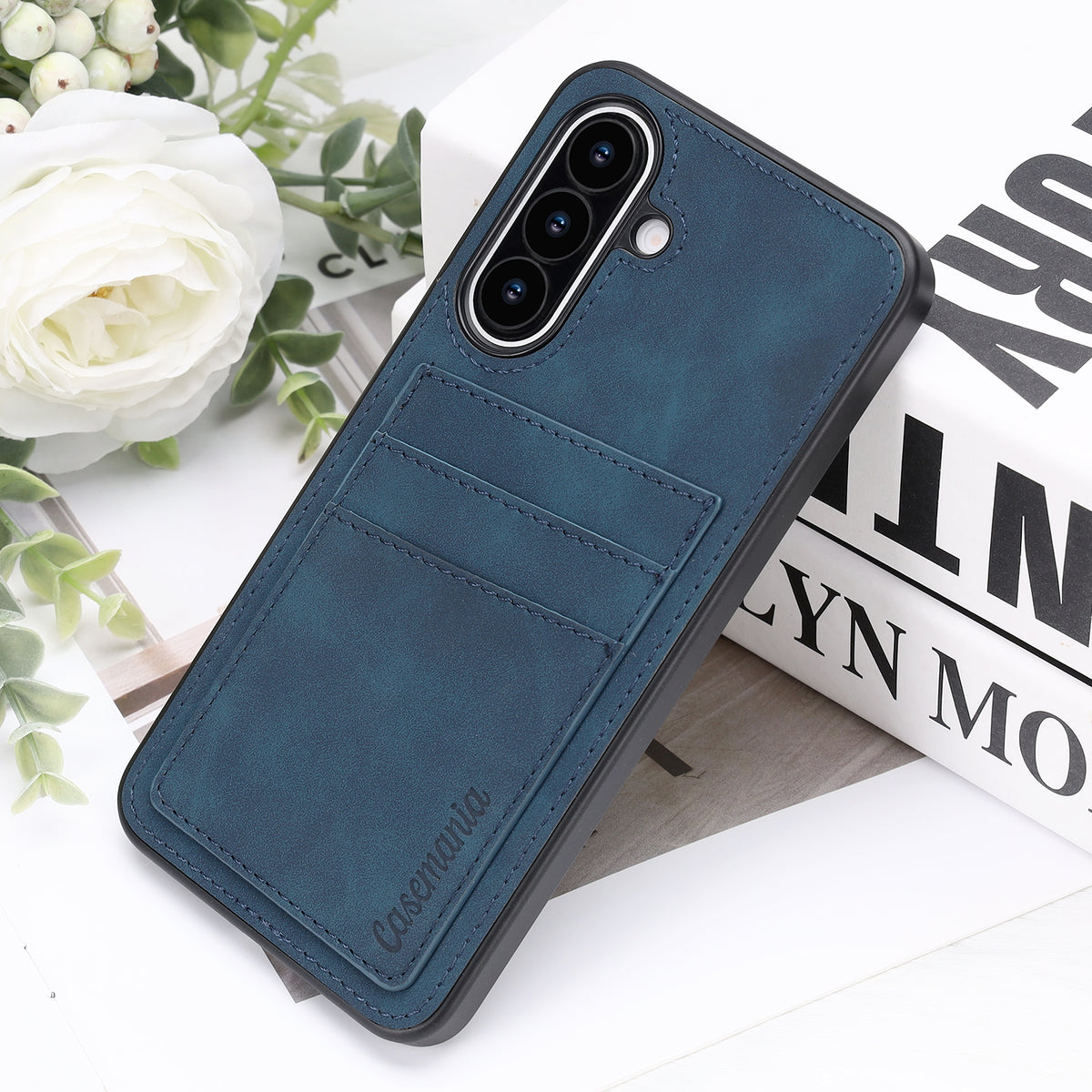 Samsung Galaxy S26 FE Hoesje - Navy Blue - Kunstleren Back Cover met Pasjeshouder