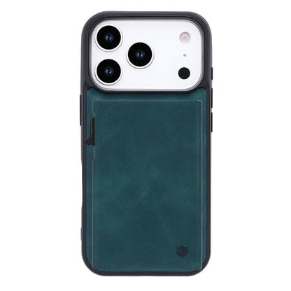 Apple iPhone 18 Pro Hoesje - Emerald Green - Kunstleren MagSafe Back Cover met Uitschuifbare Pasjeshouder