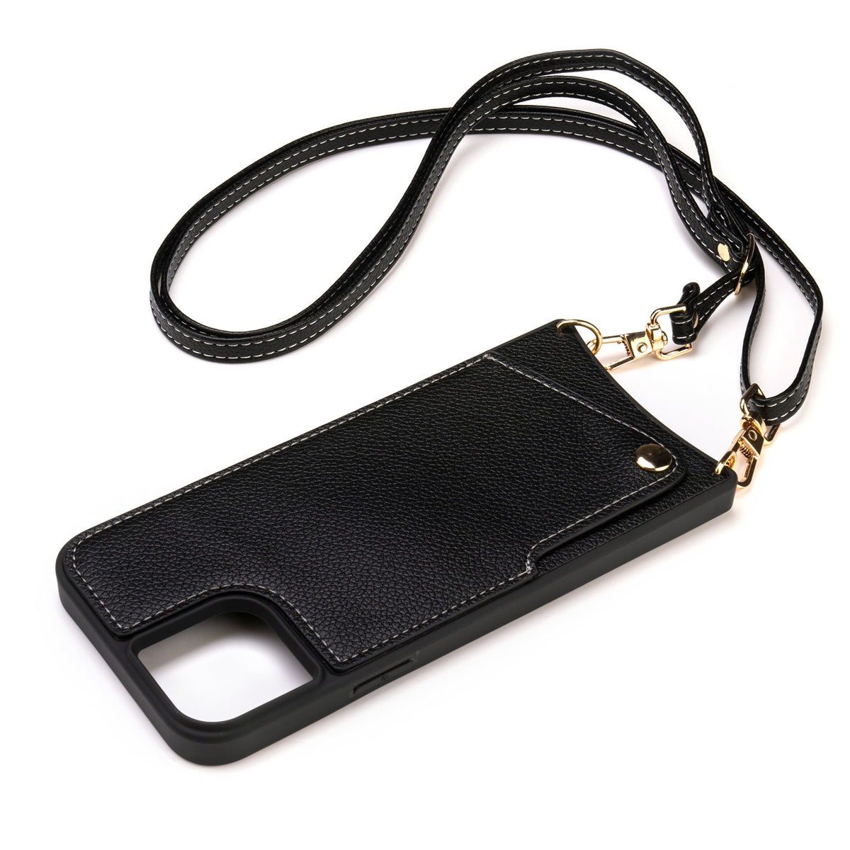 Apple iPhone 15 Plus Case - Black - Back Cover with Wrist Band and Phone Band