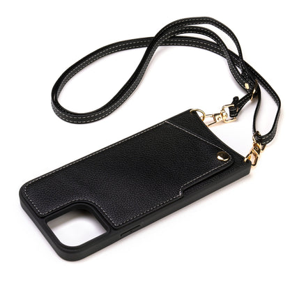 Apple iPhone 15 Hoesje - Zwart - Back Cover met Pols Bandje en Telefoonkoord