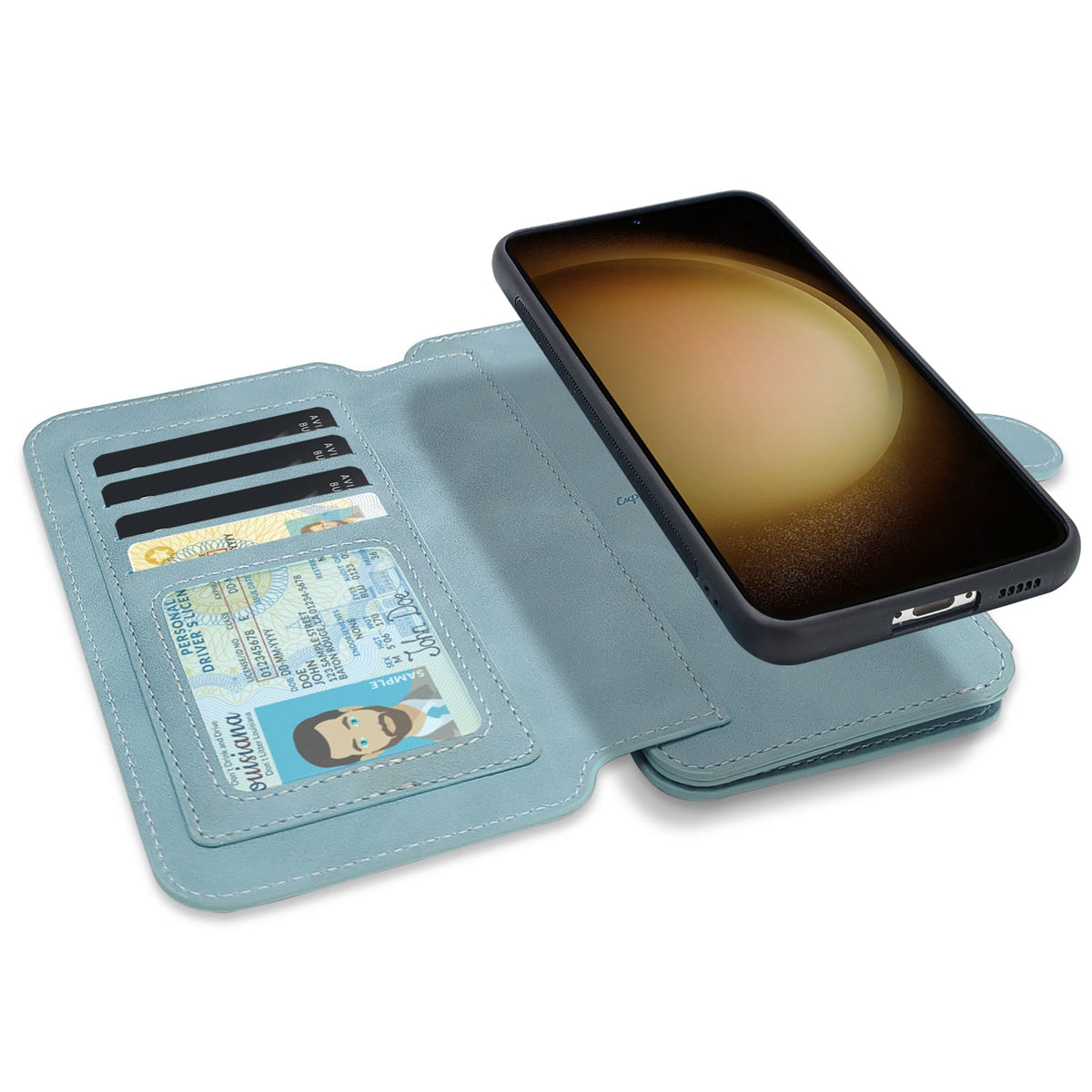 iPhone 16 Hoesje - Aqua Blue - 2 in 1 Bookcase met Rits