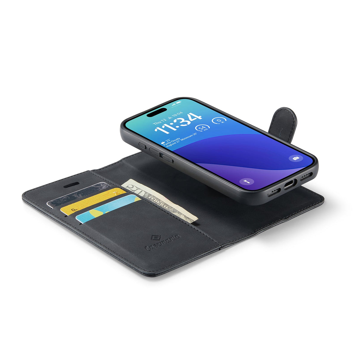 Apple iPhone 16 Pro Hülle - Charcoal Gray - 2-in-1 Klapphülle mit Kartenfach