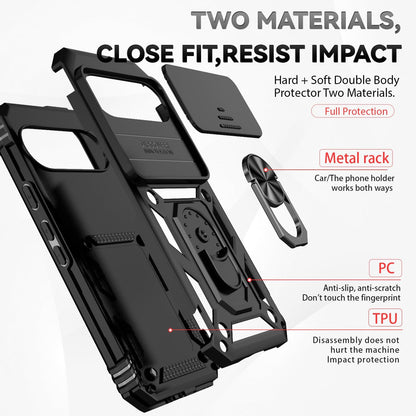Google Pixel 9 Pro XL Hoesje - Zwart - Armor Kickstand Back Cover met Camerabescherming