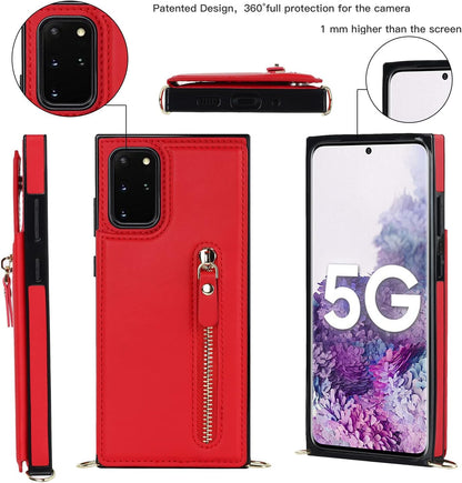 Samsung Galaxy S20 FE Hoesje - Rood - Luxe Back Cover met Telefoonkoord en Rits