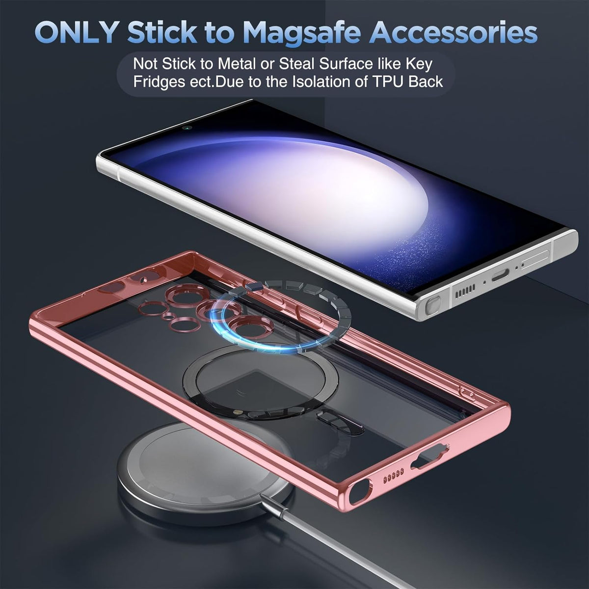 Samsung Galaxy S24 Ultra Case - Pink - Silicone MagSafe Back Cover