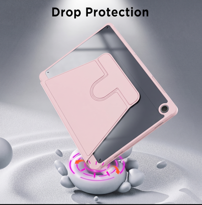 Samsung Galaxy Tab A11 Plus / A9 Plus Tablet-Hülle - Rosa - 360° drehbares Tablet-Cover mit transparenter Rückseite