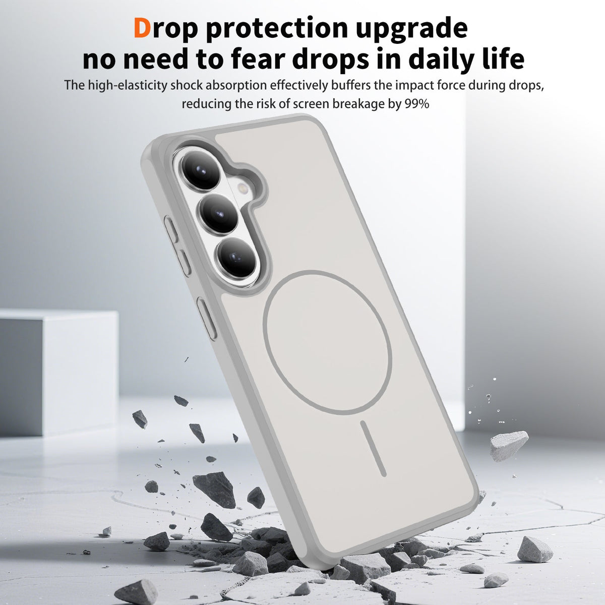 Samsung Galaxy A57 Hoesje - Grijs - Minimalistische Matte Siliconen MagSafe Back Cover