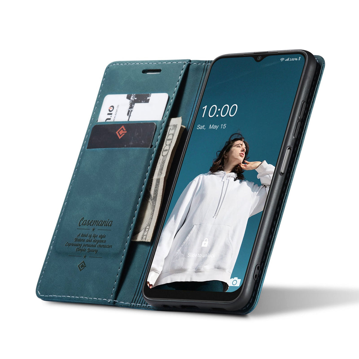 Oppo A79 Hülle - Emerald Green - Schlanke Klapphülle mit Kartenfach