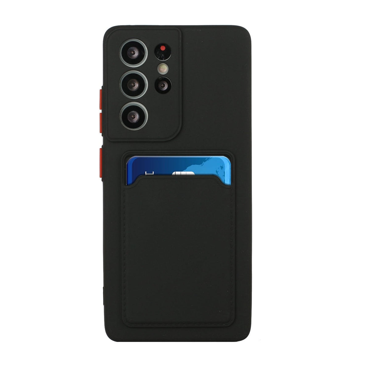 Samsung Galaxy S22 Ultra Hoesje - Zwart - Siliconen Back Cover met Pasjeshouder