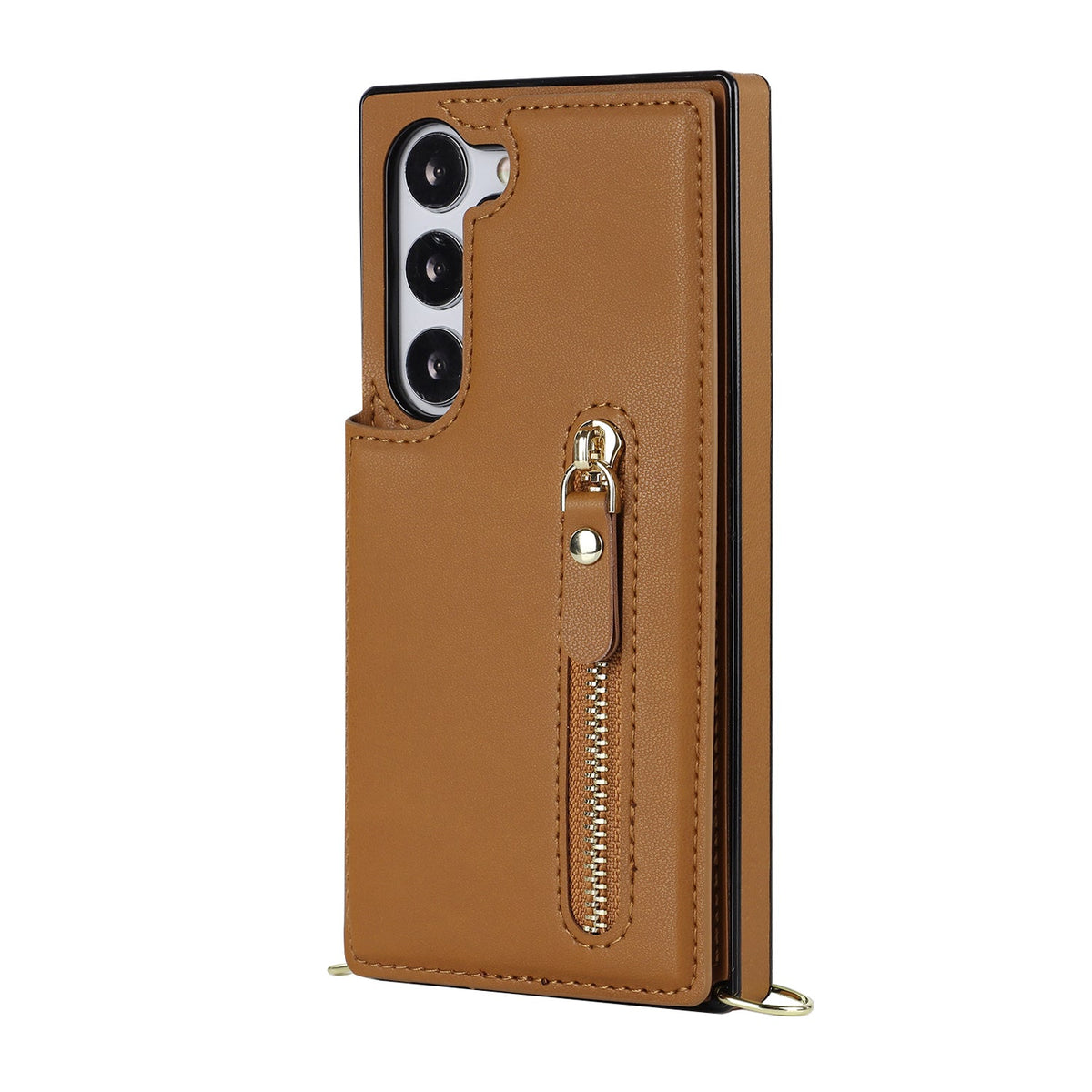 Samsung Galaxy S23 Hoesje - Bruin - Luxe Back Cover met Telefoonkoord en Rits