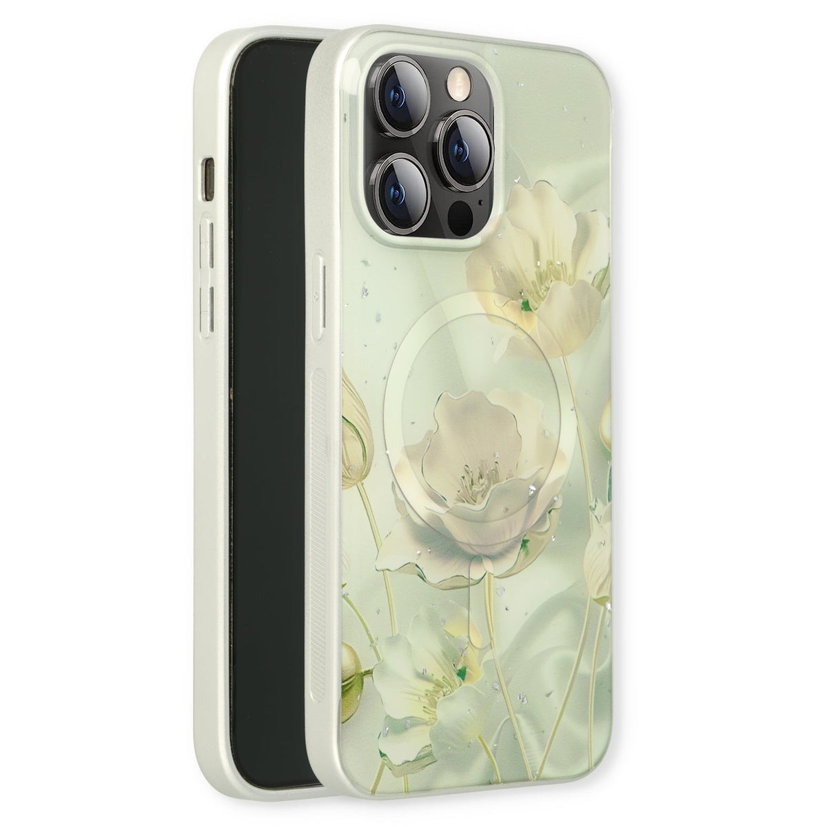 Apple iPhone 15 Pro Max Hoesje - Groen - Siliconen Marmer MagSafe Back Cover