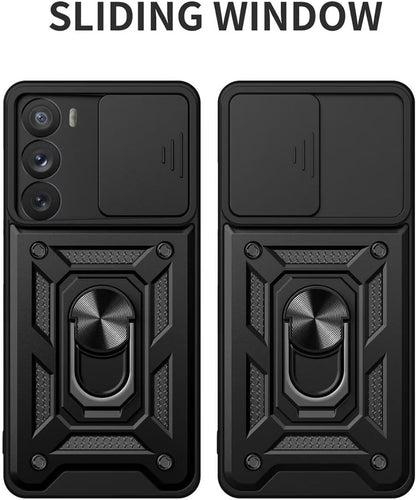 Oppo Reno 12 Hoesje - Zwart - Armor Kickstand en Camera Bescherming Back Cover