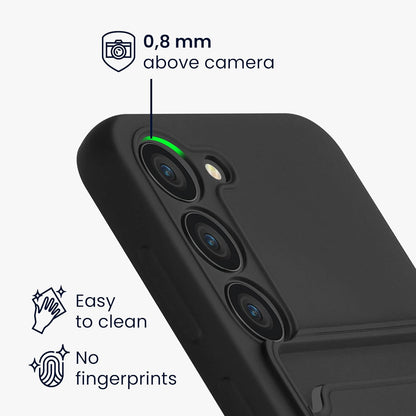 Samsung Galaxy S24 Plus Hoesje - Zwart - Siliconen Back Cover met Pasjeshouder