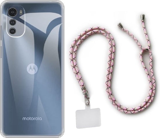 Motorola Moto E32 Hoesje - Cosmos - Siliconen Back Cover met Telefoonkoord