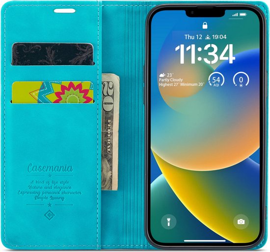 Apple iPhone 14 Plus Hoesje - Azure Blue - Dunne Bookcase