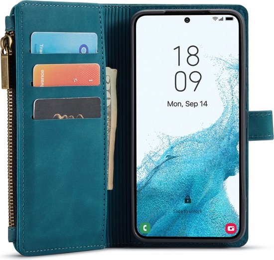 Samsung Galaxy S22 Plus Hoesje - Emerald Green - Luxe Bookcase met Rits
