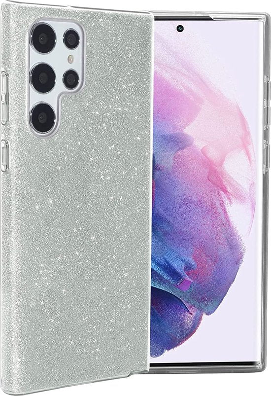 Samsung Galaxy S24 Ultra Case - Silver - Glitter Back Cover