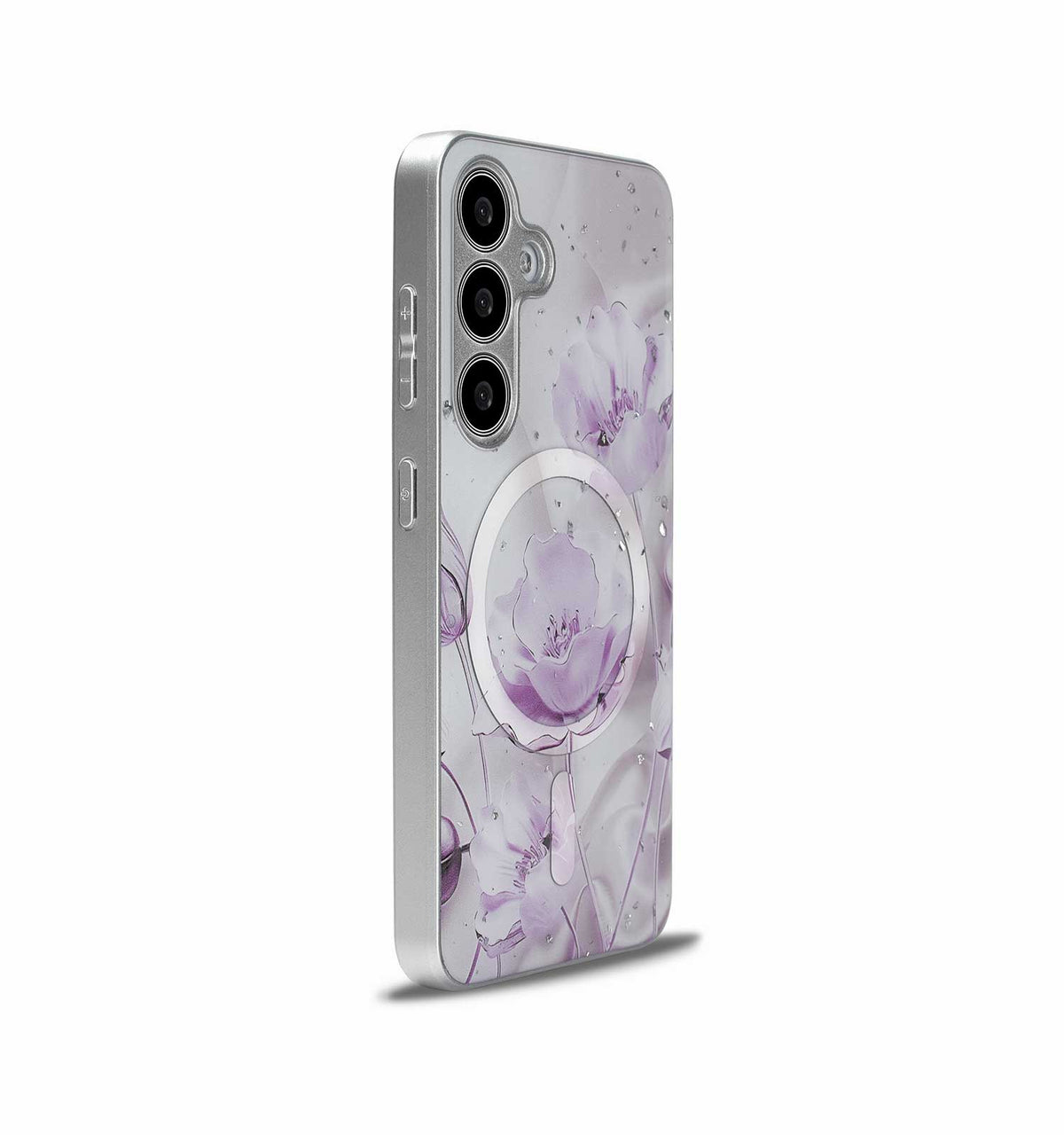 Samsung Galaxy S24 Plus Hoesje - Paars - Siliconen Marmer MagSafe Back Cover
