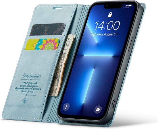 Apple iPhone 13 Pro Max Hoesje - Aqua Blue - Dunne Bookcase