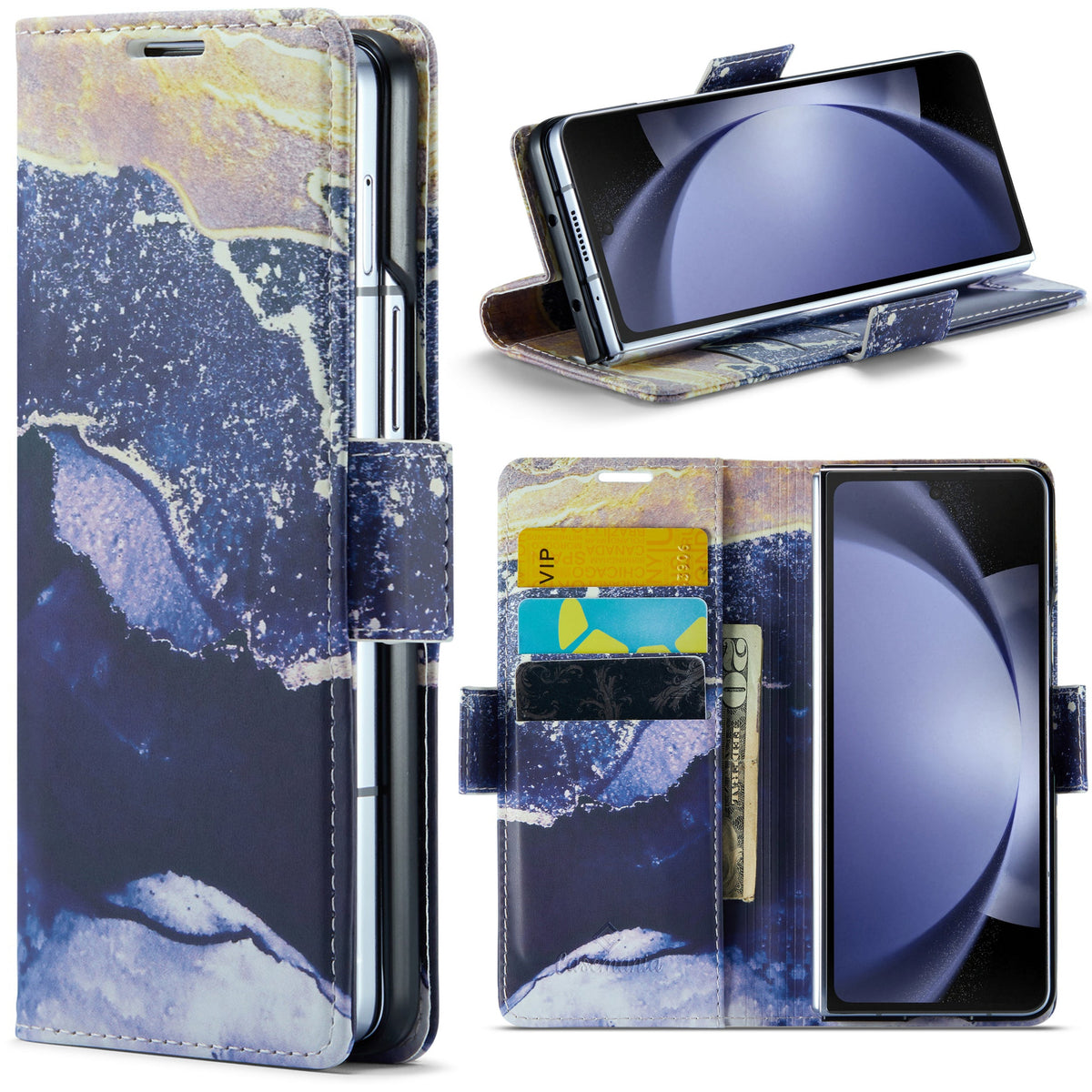 Samsung Galaxy Z Fold 5 Hoesje - Blue Sodalite - Marmer Bookcase