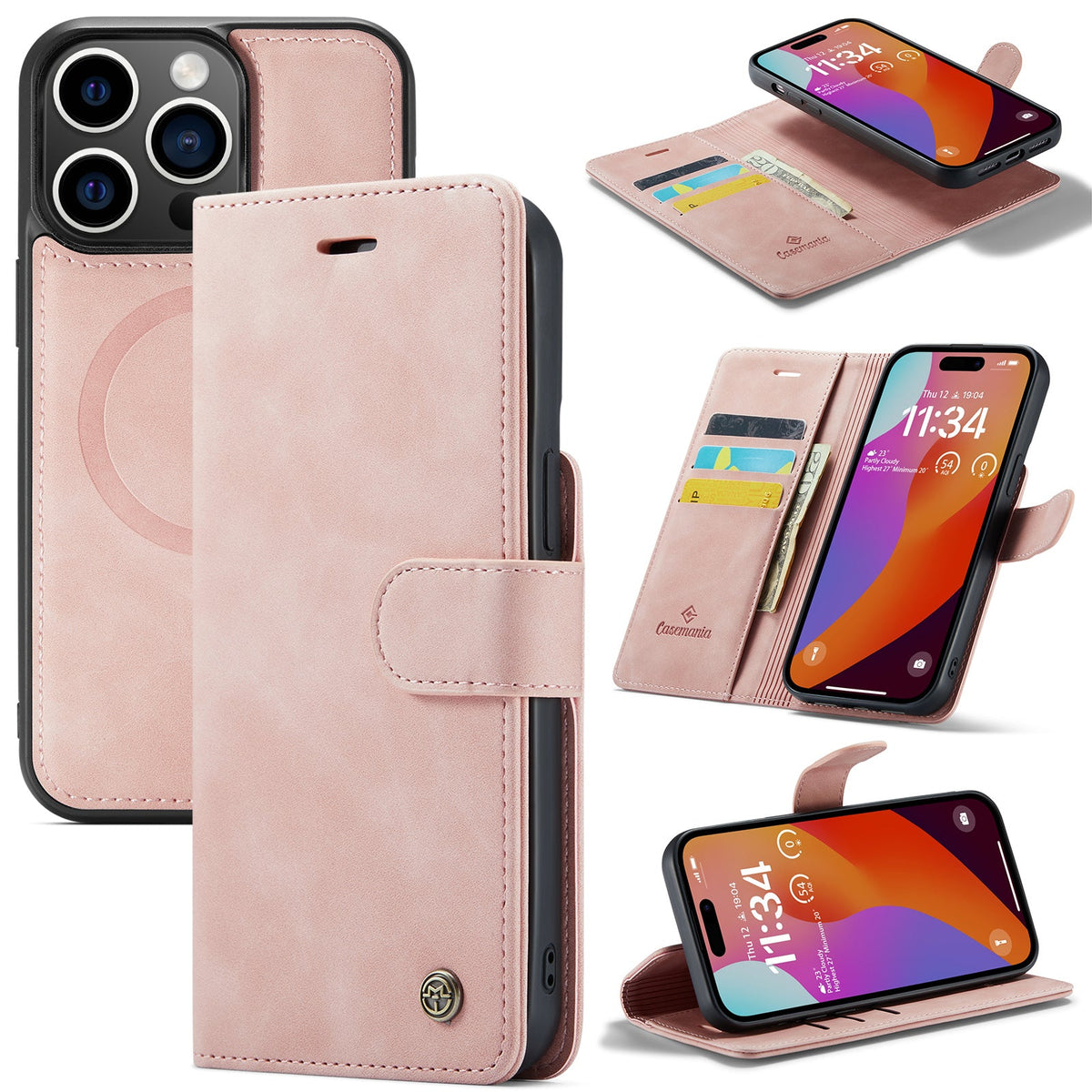 iPhone 15 Plus Hoesje - Pale Pink - 2 in 1 MagSafe Bookcase