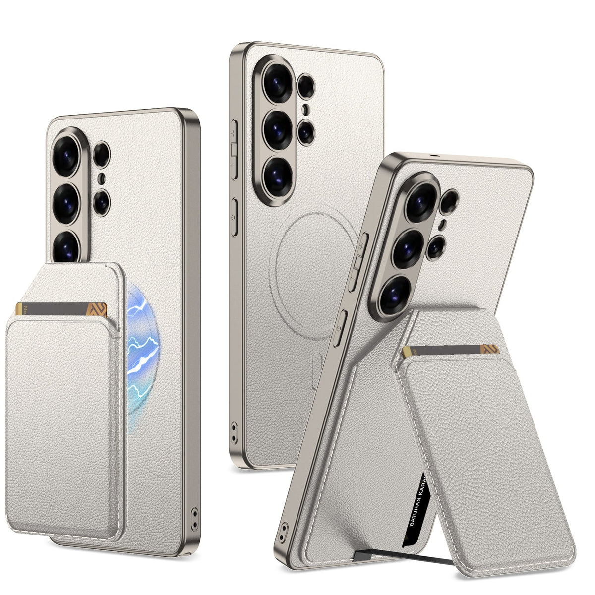 Samsung Galaxy S26 Ultra Case - Light Grey - New Design Kickstand Wallet MagSafe Back Cover
