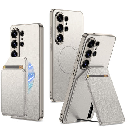Samsung Galaxy S26 Ultra Case - Light Grey - New Design Kickstand Wallet MagSafe Back Cover