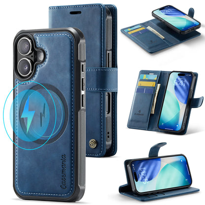 Apple iPhone 17 Hoesje - Navy Blue - Luxe 2 in 1 MagSafe Bookcase