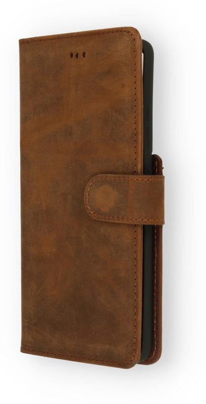 Samsung Galaxy S21 Ultra Hoesje - Donker Bruin - Echt Leren Bookcase