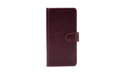 Apple iPhone Air Hülle - Maroon Red - Echtleder-Klapphülle mit Kartenfach
