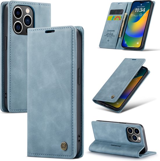 Apple iPhone 14 Pro Hoesje - Aqua Blue - Dunne Bookcase