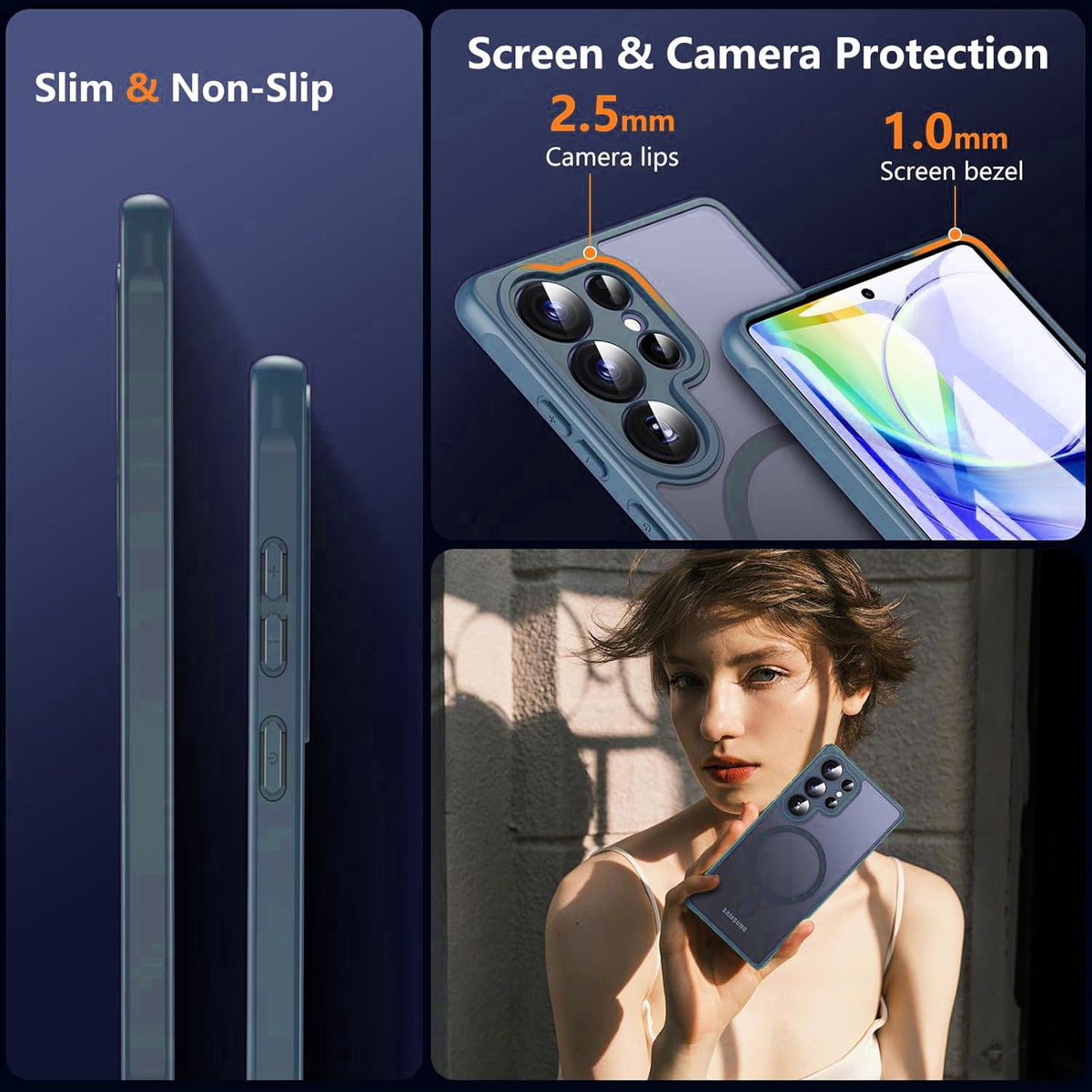 Samsung Galaxy S25 Ultra Hoesje - Blauw - Matte Armor MagSafe Back Cover