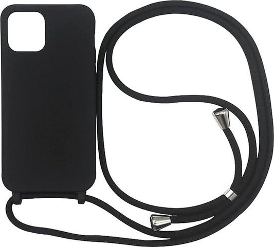 Apple iPhone 13 Hülle - Schwarz - Silikon-Backcover mit Handykette