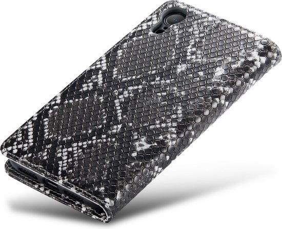 Apple iPhone XR Case - Black - Snake Print Flip Case