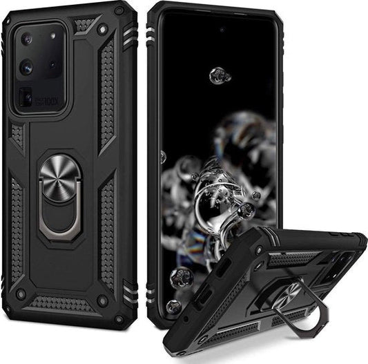 Samsung Galaxy S20 Ultra Hülle - Schwarz - Armor-Ständer-Backcover