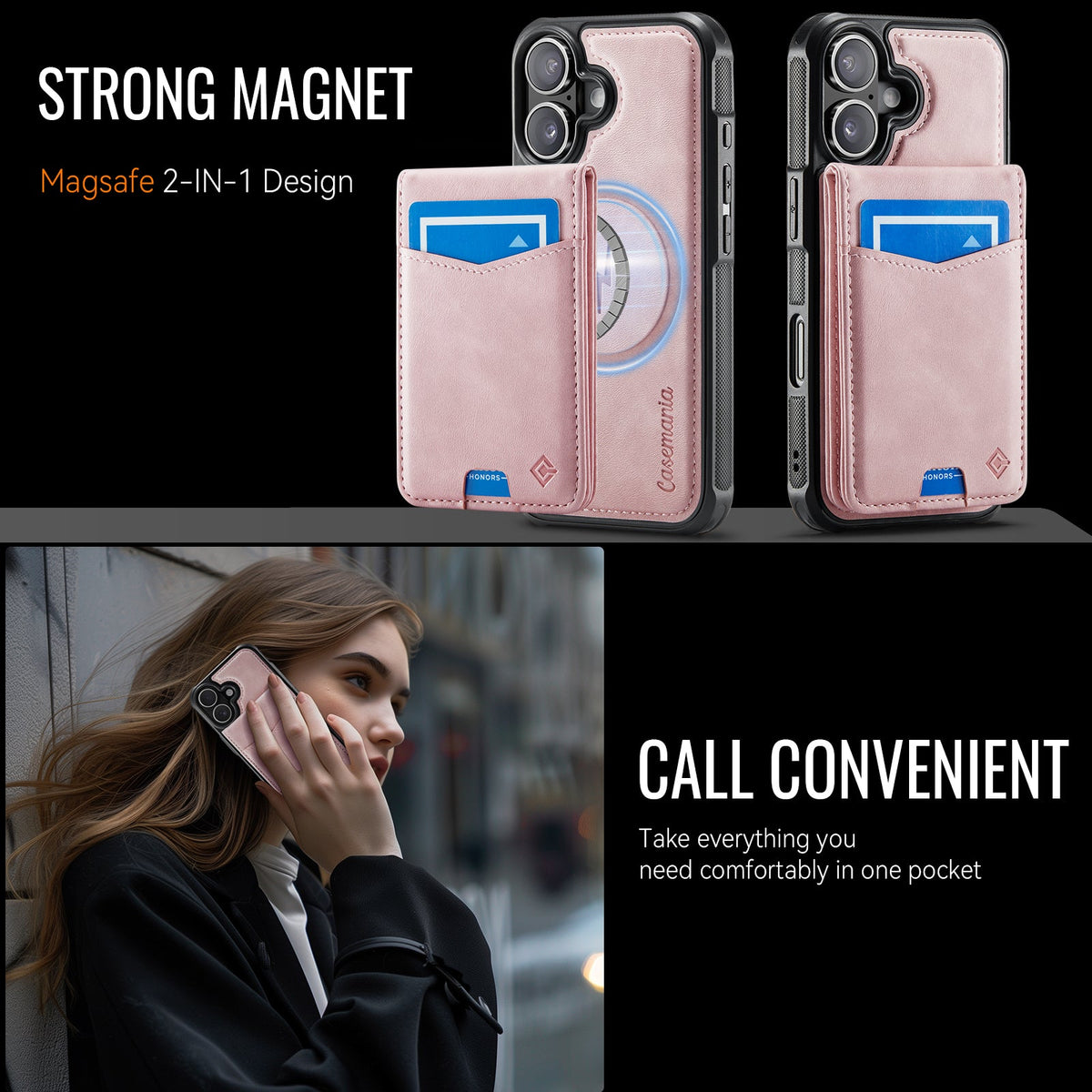 Apple iPhone 16 Hülle - Pale Pink - MagSafe-Backcover mit Kartenfach