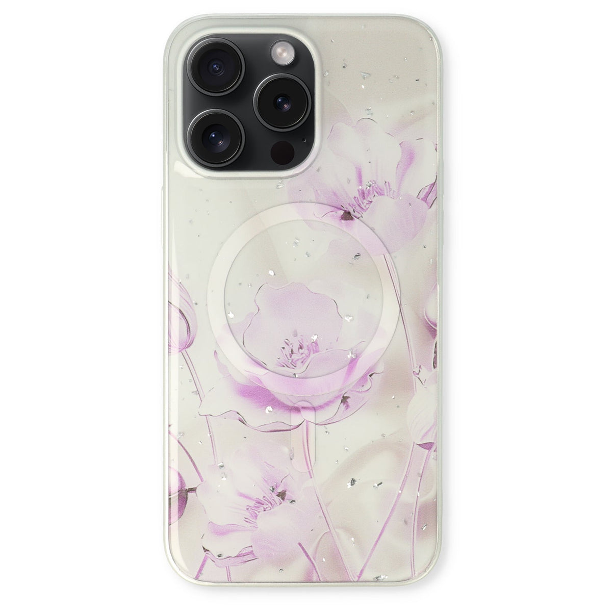 Apple iPhone 15 Pro Max Case - Purple - Silicone Marble MagSafe Back Cover