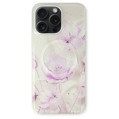 Apple iPhone 15 Pro Max Case - Purple - Silicone Marble MagSafe Back Cover