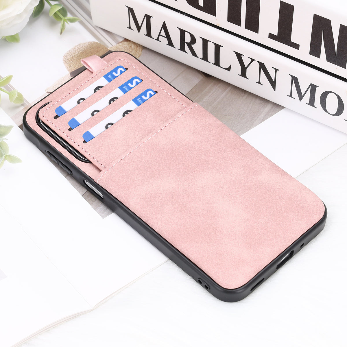 Samsung Galaxy S26 FE Hoesje - Pale Pink - Kunstleren Back Cover met Pull-Tab Pasjeshouder