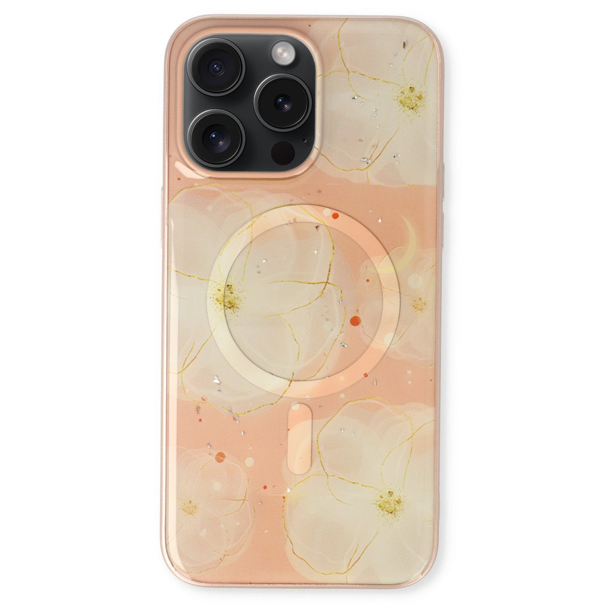 Apple iPhone 15 Pro Hülle - Rosa - Silikon-Marmor-MagSafe-Backcover