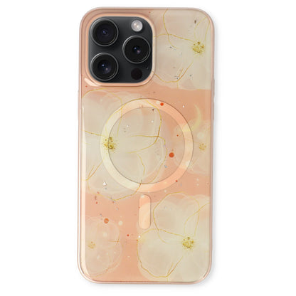Apple iPhone 15 Pro Hülle - Rosa - Silikon-Marmor-MagSafe-Backcover