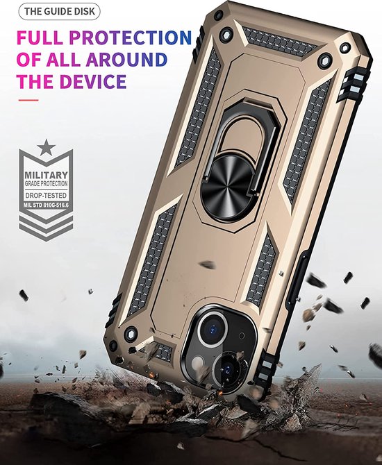 Apple iPhone 14 Hoesje - Goud - Armor Kickstand Back Cover