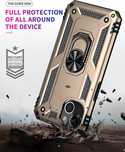 Apple iPhone 14 Hoesje - Goud - Armor Kickstand Back Cover