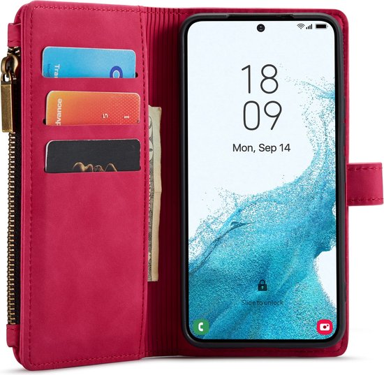 Samsung Galaxy S23 Ultra Hoesje - Royal Fuchsia - Luxe Bookcase met Rits
