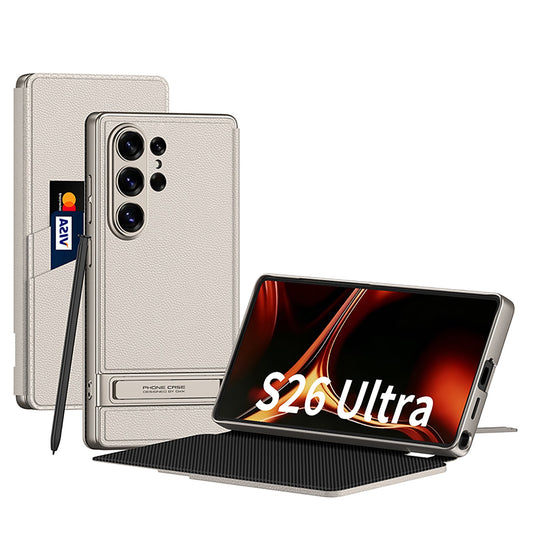 Samsung Galaxy S26 Ultra Hülle - Hellgrau - Kartenfach-Klapphülle
