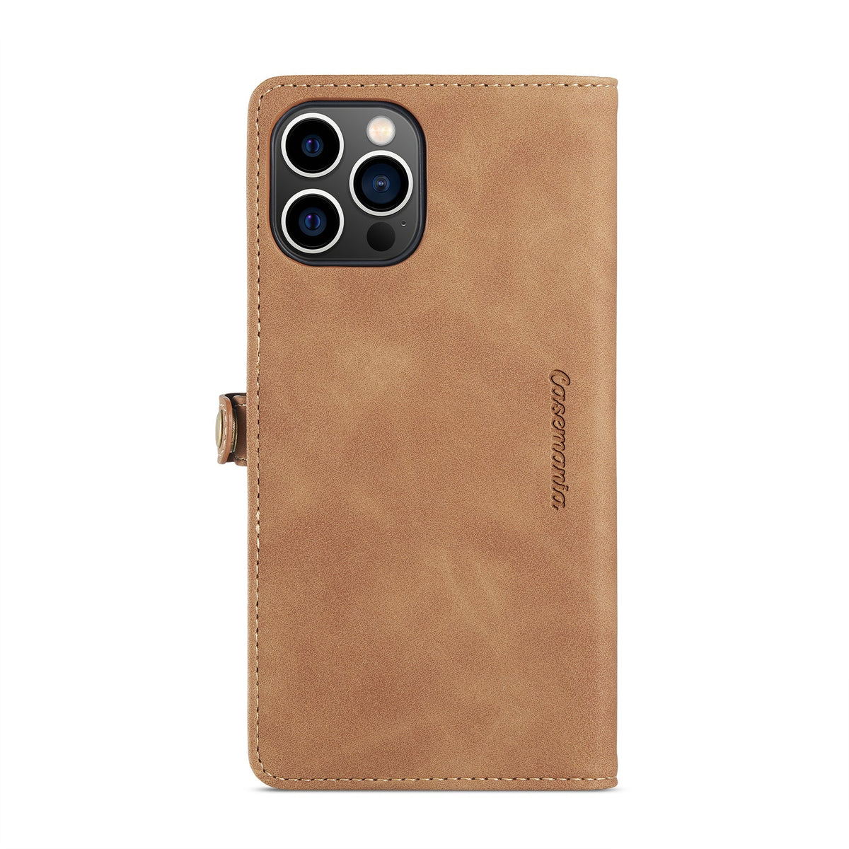 Apple iPhone 15 Pro Hoesje - Sienna Brown - Luxe Portemonnee MagSafe Bookcase met Rits en Telefoonkoord