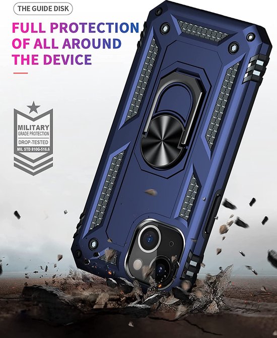 Apple iPhone 14 Hoesje - Blauw - Armor Kickstand Back Cover