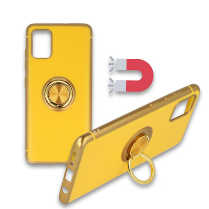 Samsung Galaxy S20 Ultra Hoesje - Geel - Siliconen Ring Kickstand Back Cover