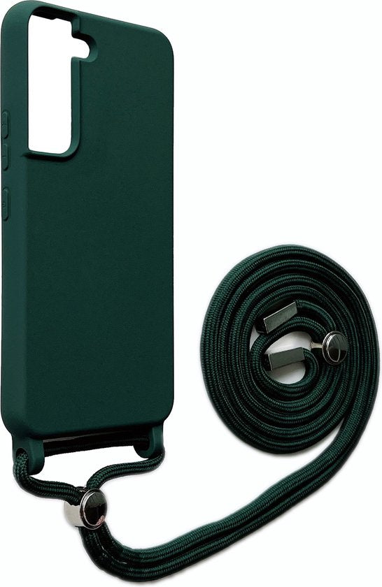 Samsung Galaxy S22 Plus Hoesje - Groen - Siliconen Back Cover met Telefoonkoord
