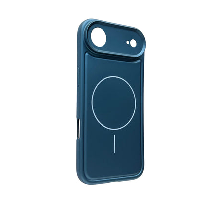 Apple iPhone Air Hoesje - Metallic Blauw - Matte Siliconen MagSafe Back Cover